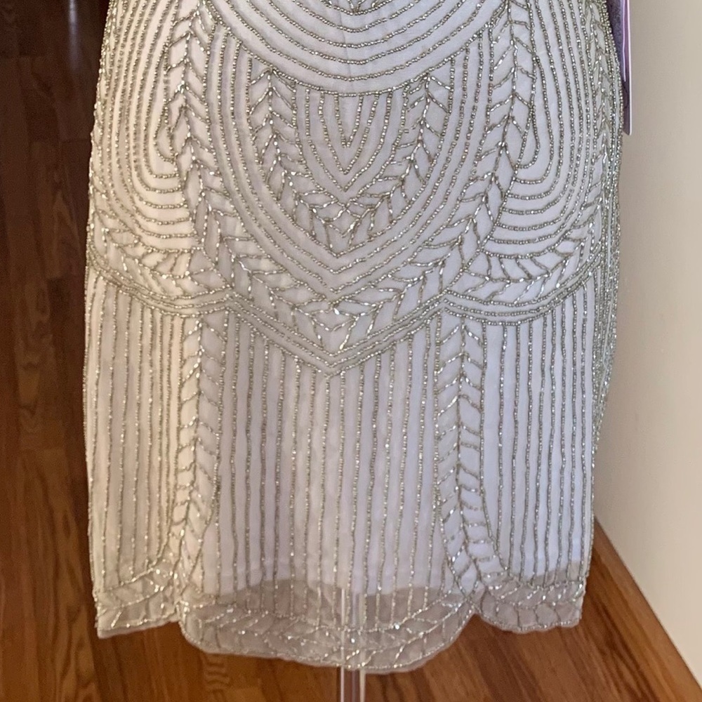 SUE WONG 14 Champagne Beaded Formal Bridal cocktail Evening dress - Picture 9 of 17